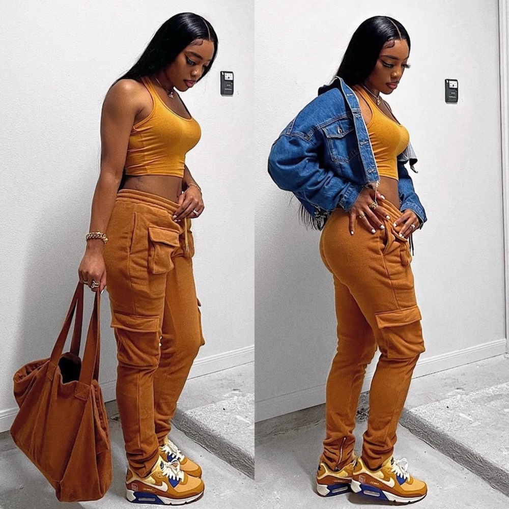 Rust Sweater Pants w/ Drawstring - Picture 1 of 13